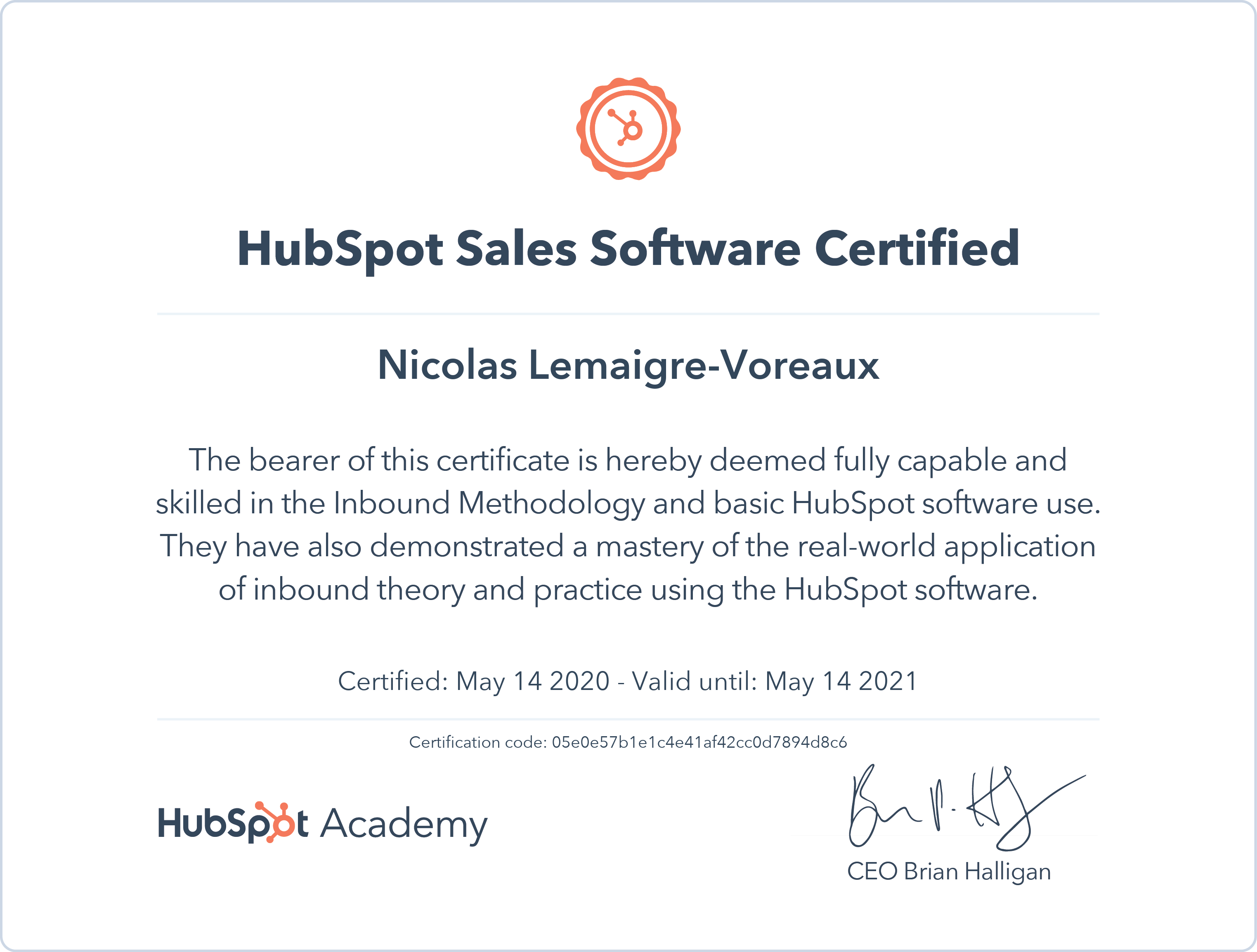 Certification HubSpot Sales